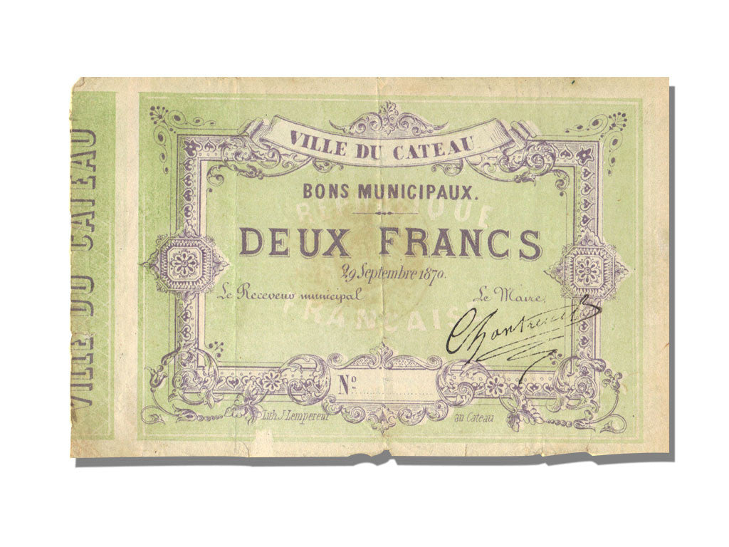 Billete, 2 Francs, 1870, Francia, MBC+