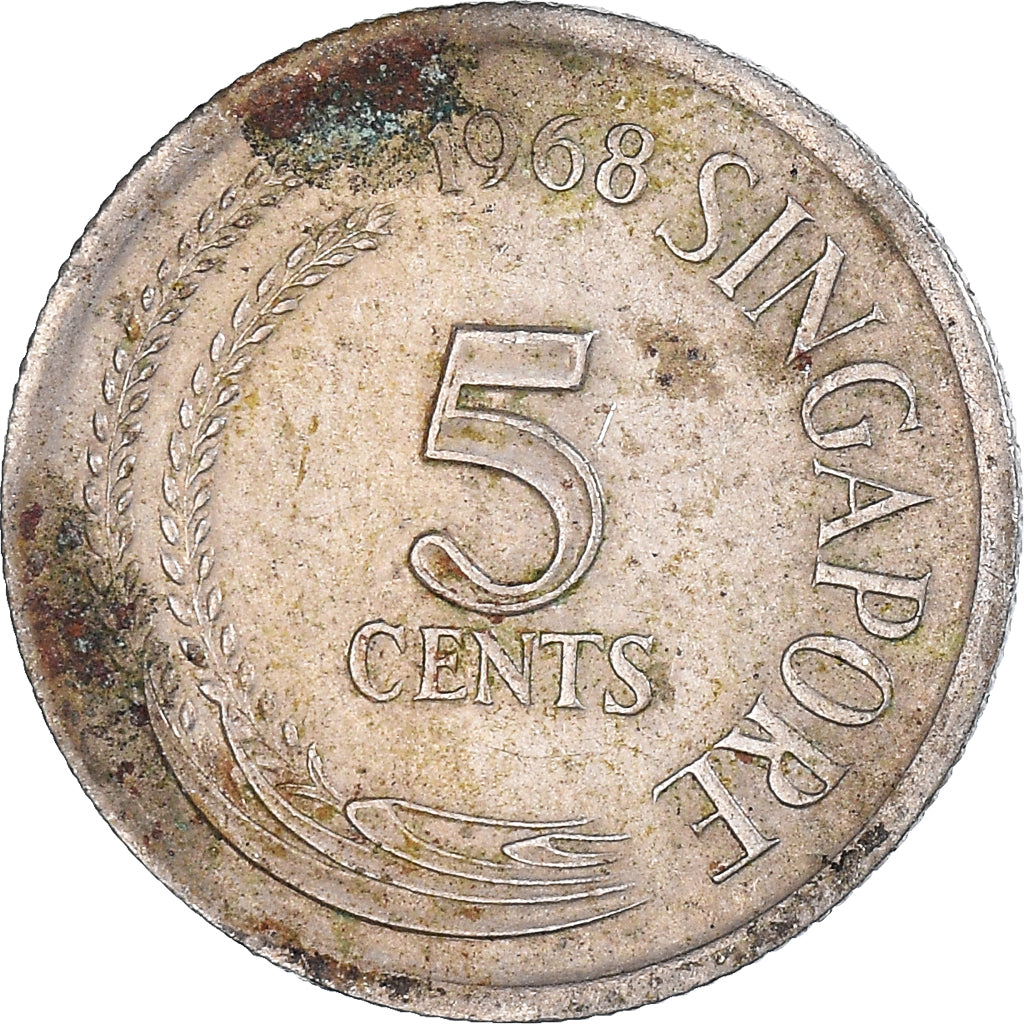 Coin, Singapore, 5 Cents, 1968