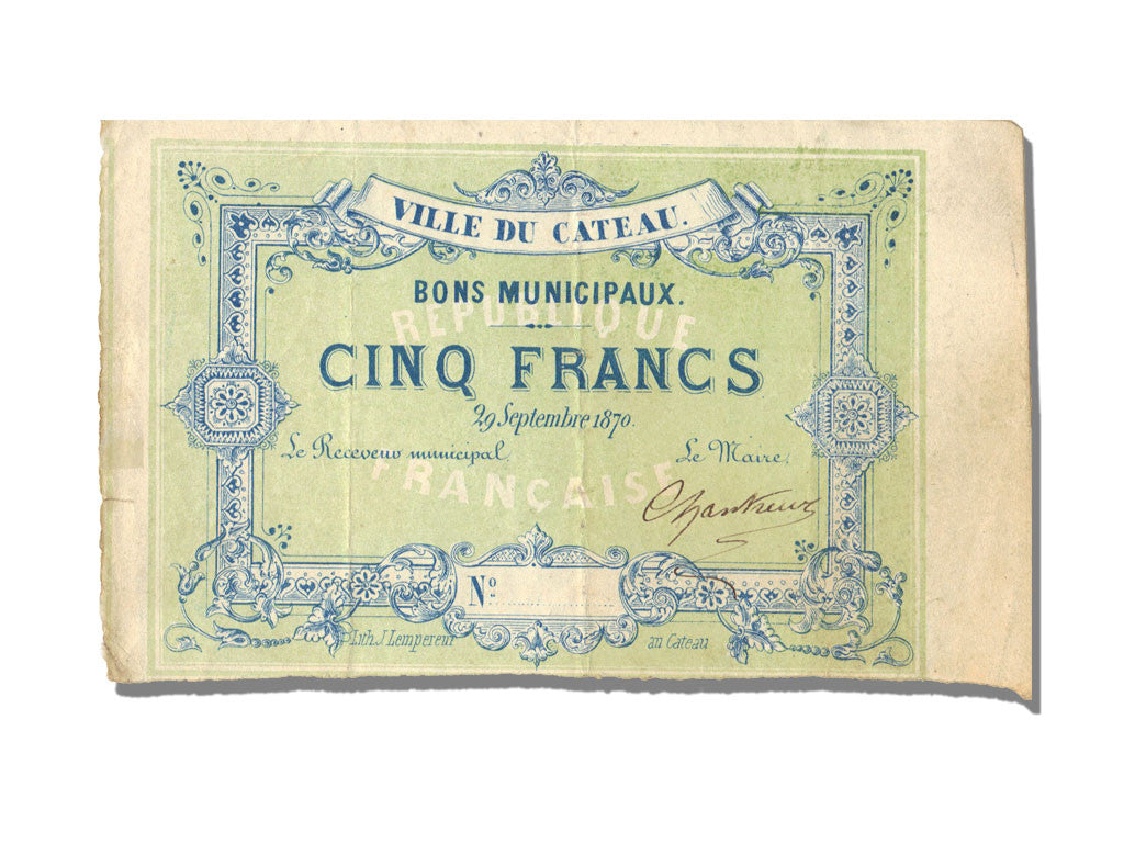 Biljet, 5 Francs, 1870, Frankrijk, TTB+