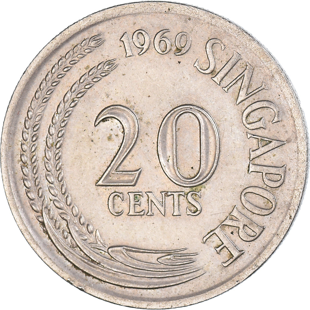 Monnaie, Singapour, 20 Cents, 1969