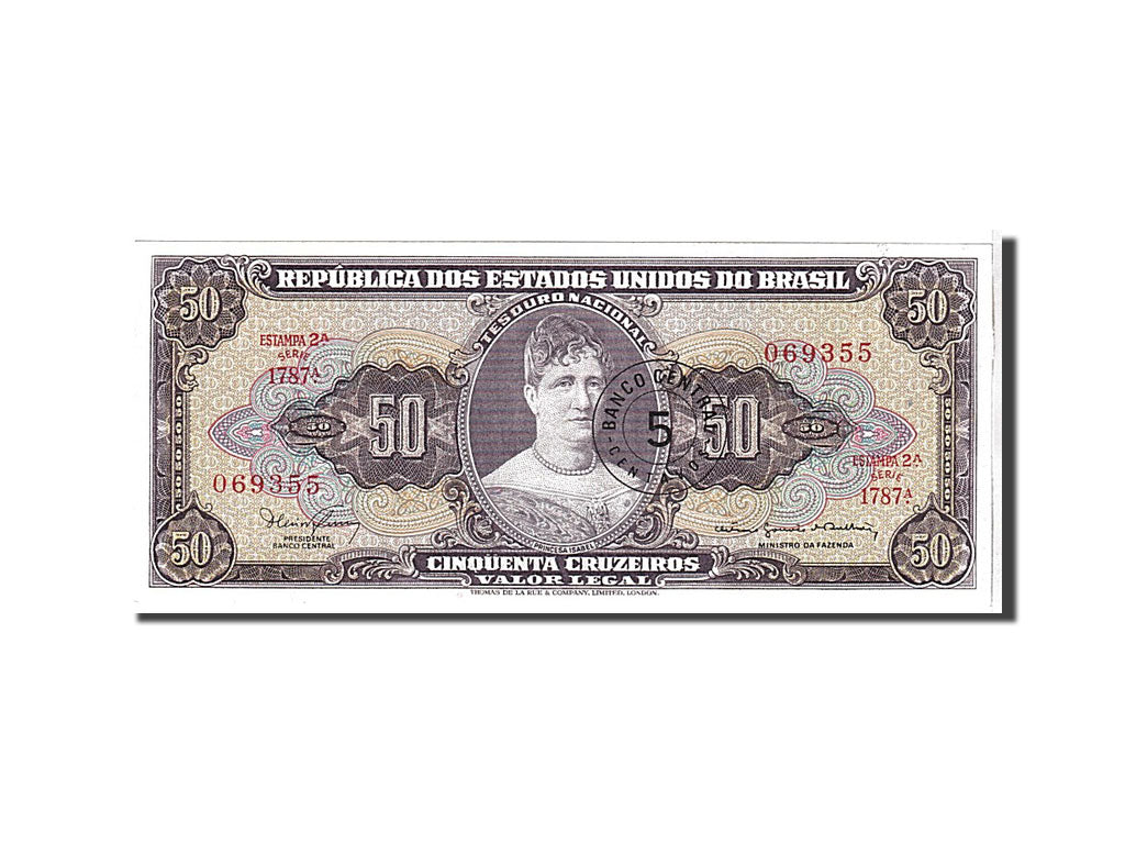 Banknote, Brazil, 5 Centavos on 50 Cruzeiros, 1966, KM:184b, UNC(65-70)