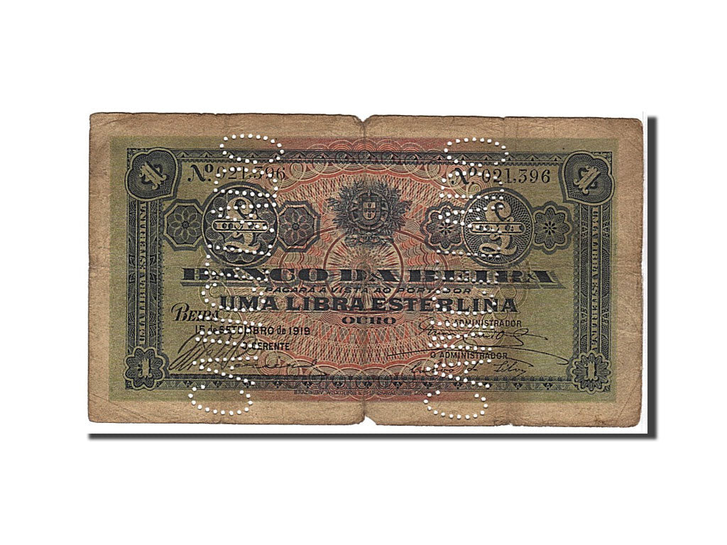 Mozambique, 1 Libra, 1919, KM #R6c, F(12-15), 021396