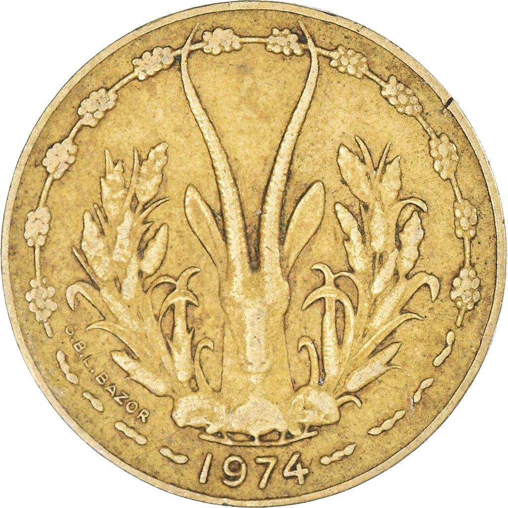 Moneta, Stati dell'Africa occidentale, 10 Francs, 1974