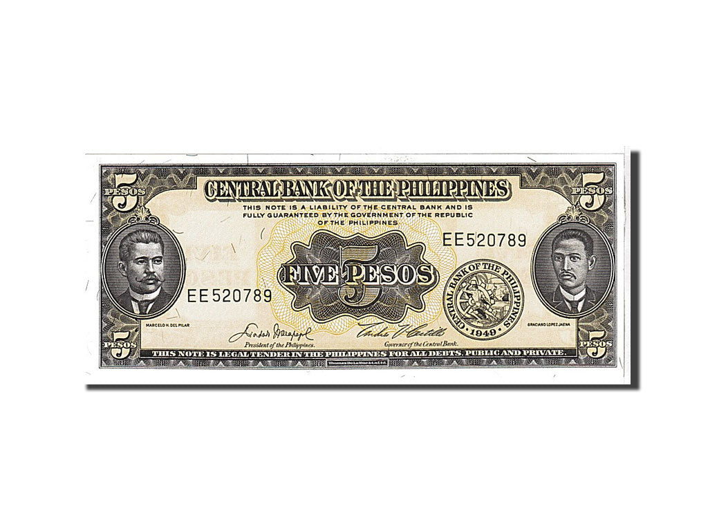 Billete, 5 Pesos, 1949, Filipinas, KM:135e, UNC