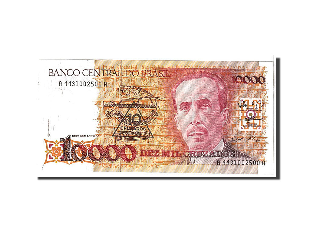 Billete, 10 Cruzados Novos on 10,000 Cruzados, 1989, Brasil, UNC