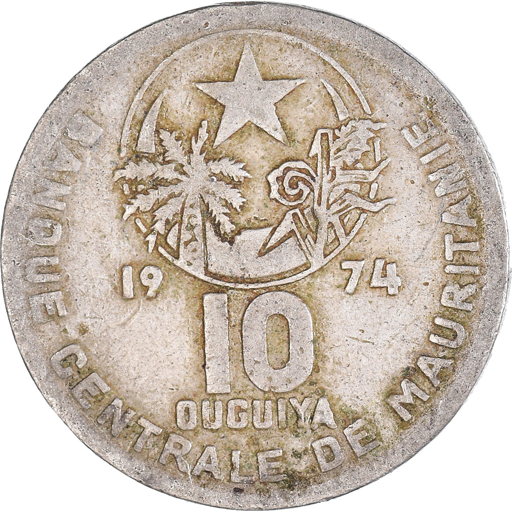 Coin, Mauritania, 10 Ouguiya, 1974