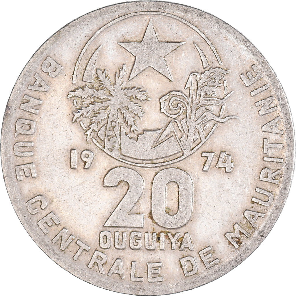 Moneda, Mauritania, 20 Ouguiya, 1974
