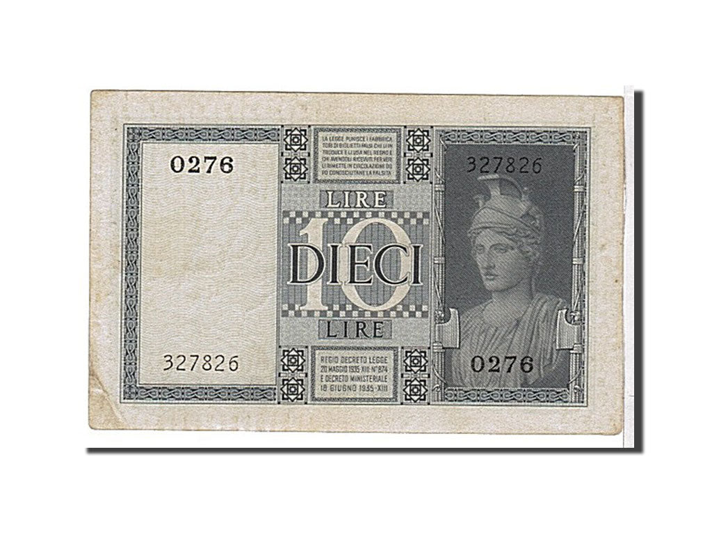 Italy, 10 Lire, 1935, KM #25a, AU(55-58), 327826