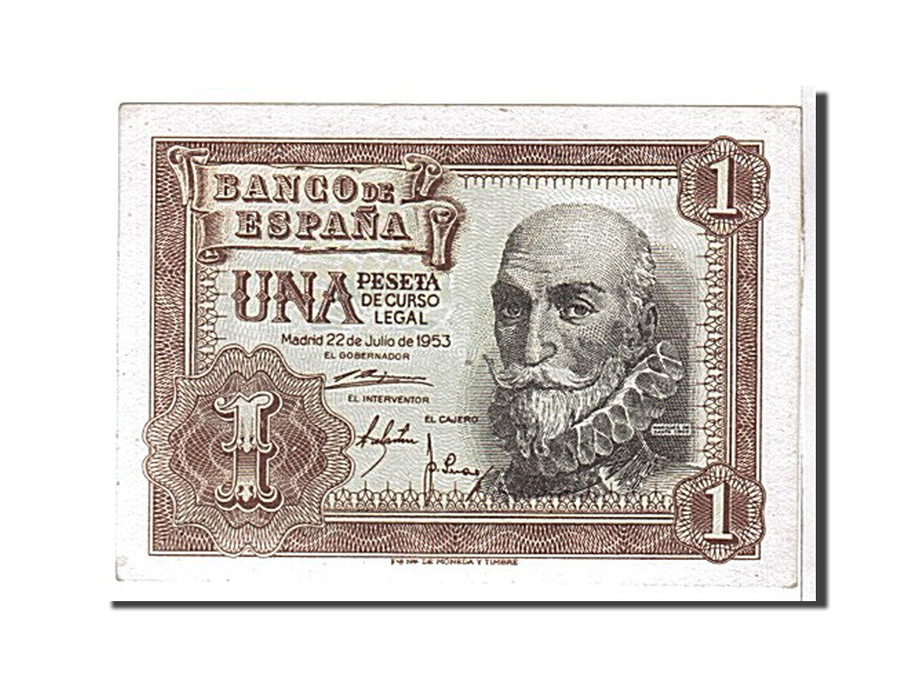 Banknote, Spain, 1 Peseta, 1953, KM:144a, UNC(65-70)