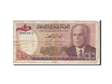 Banknote, Tunisia, 1 Dinar, 1980, KM:74, VF(20-25)