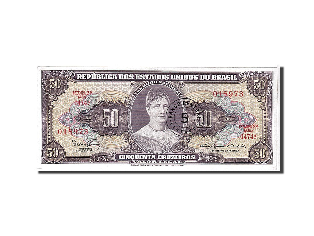Banknote, Brazil, 5 Centavos on 50 Cruzeiros, 1966, KM:184b, UNC(63)