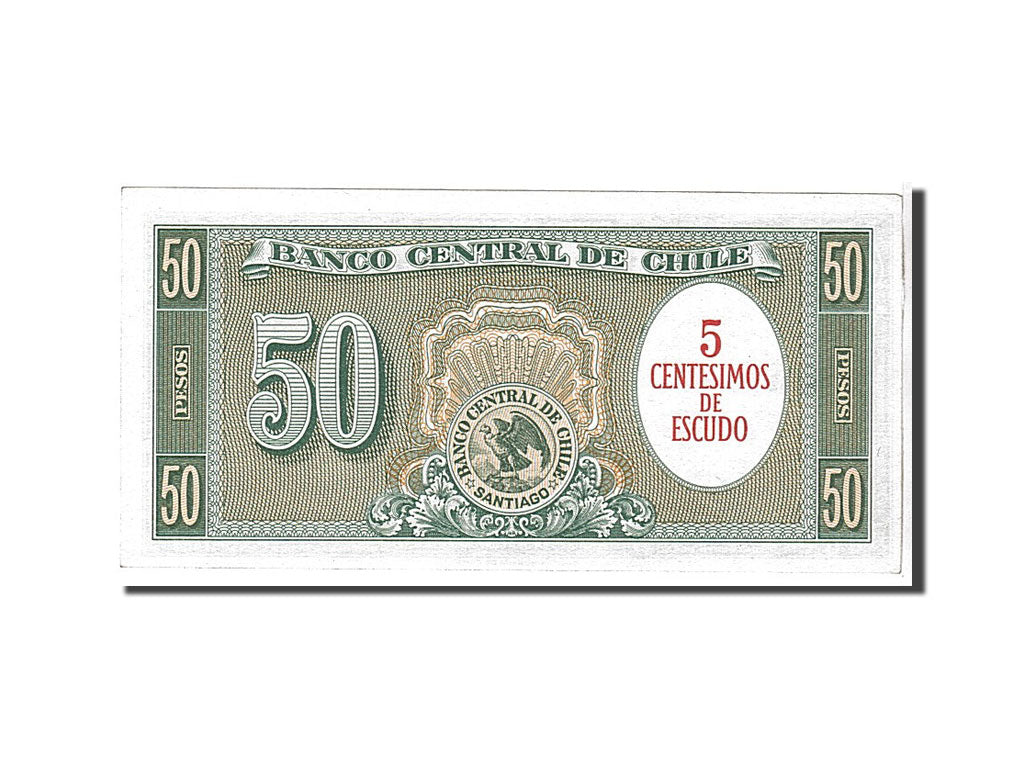 Banknote, Chile, 5 Centesimos on 50 Pesos, 1960, KM:126b, UNC(65-70)