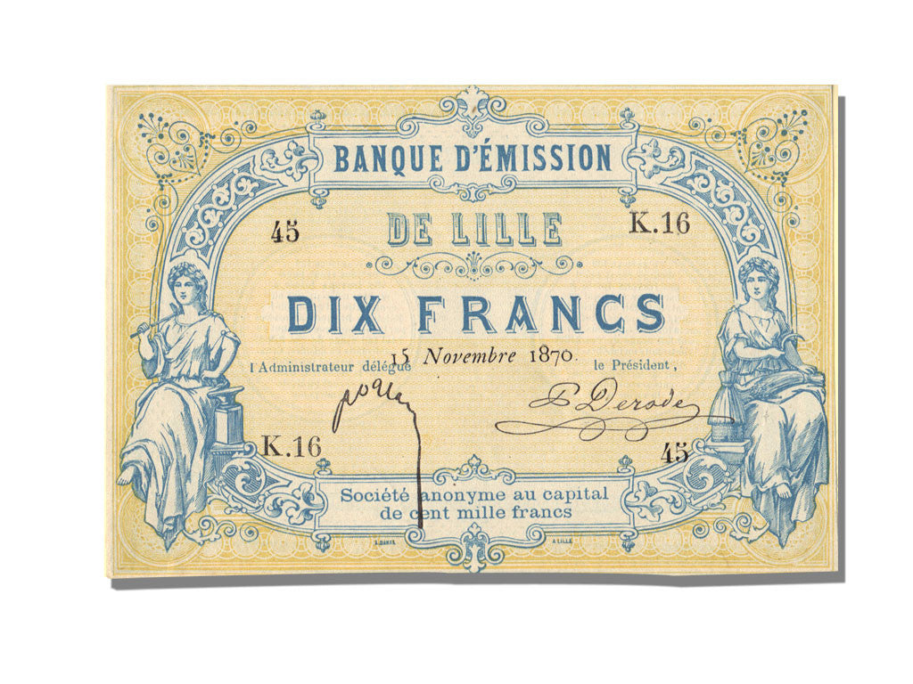 Geldschein, Frankreich, 10 Francs, 1870, UNZ