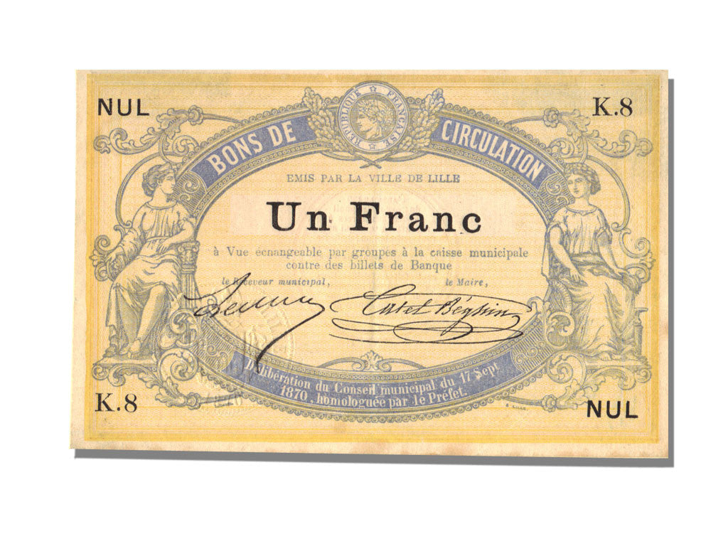 Banknote, 1 Franc, 1870, France, UNC(63)