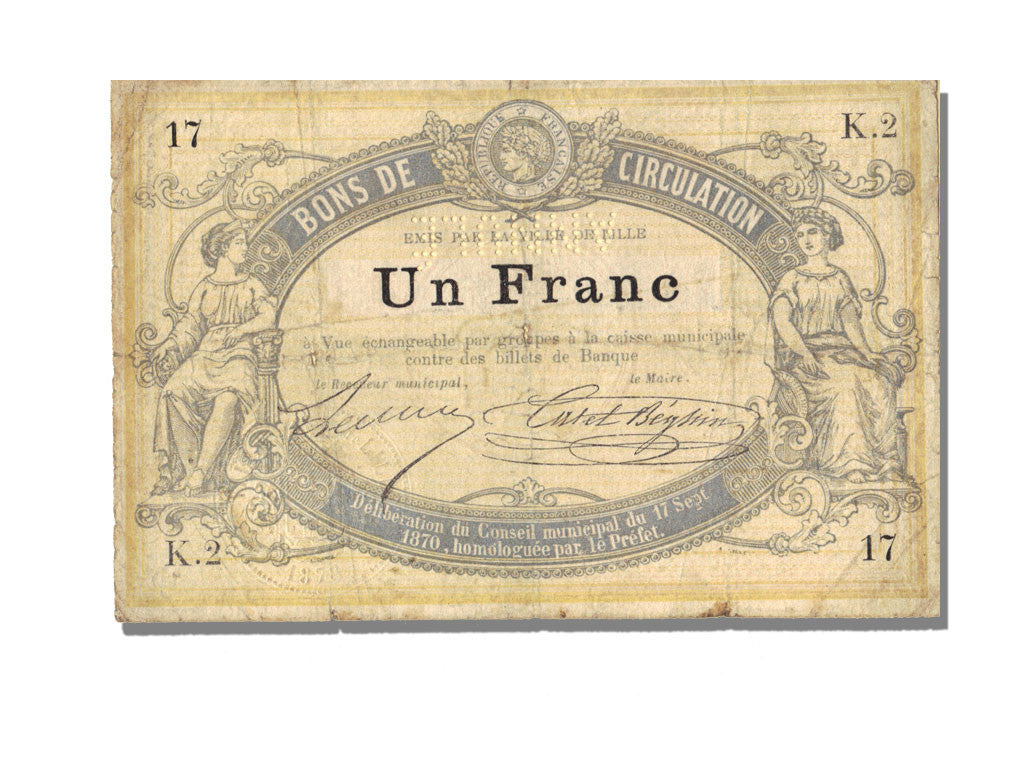 Biljet, 1 Franc, 1870, Frankrijk, TTB+