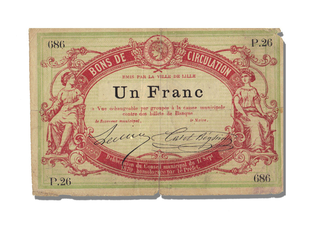 Banknote, 1 Franc, 1870, France, EF(40-45)