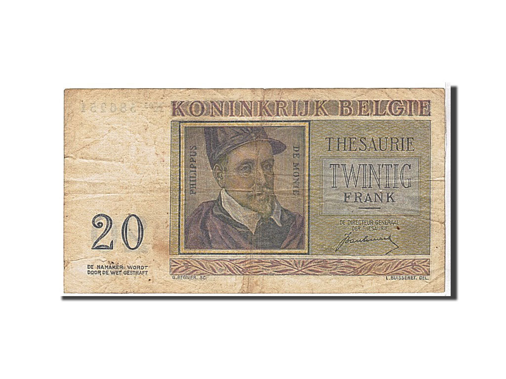 Belgium, 20 Francs, 1950, KM #132a, EF(40-45), X05586251