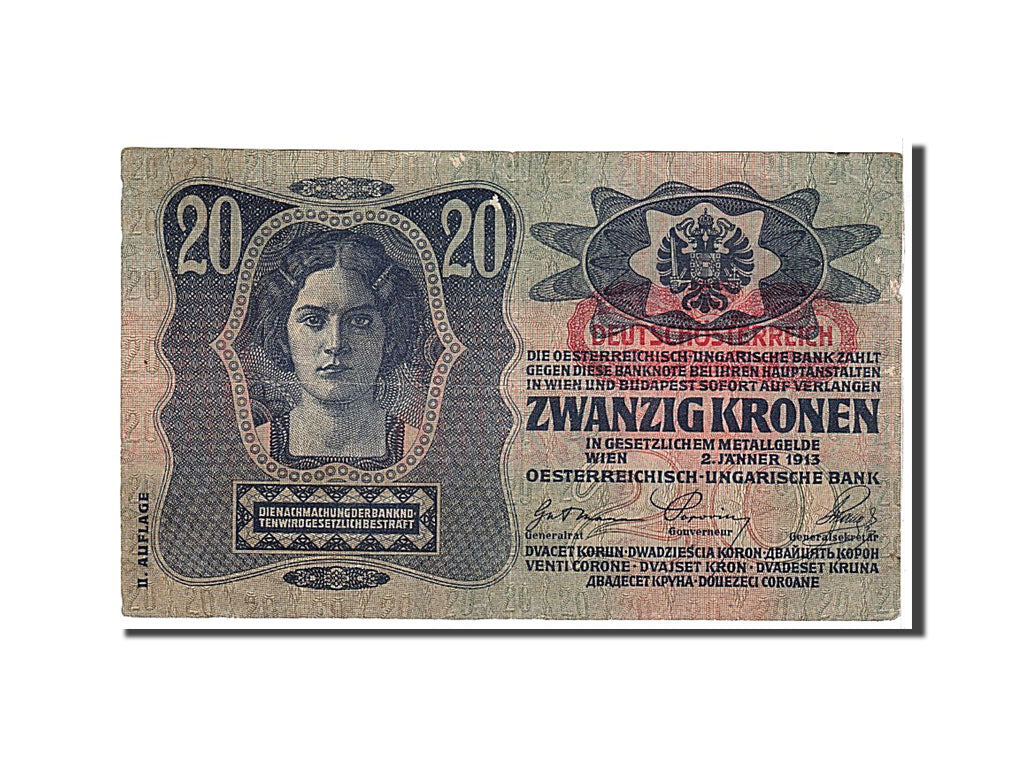 Austria, 20 Kronen, 1913, KM #53a, AU(50-53), 064091969