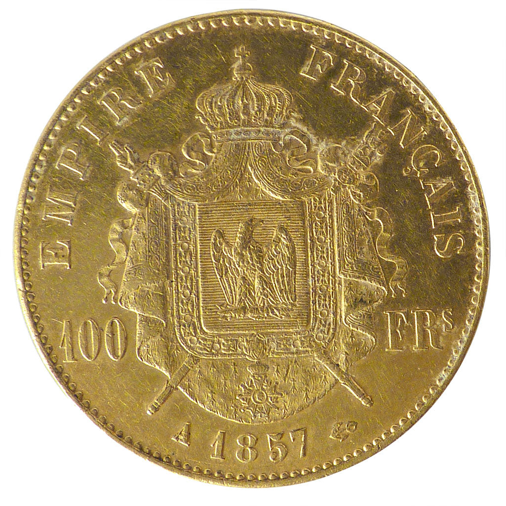 FRANCE, Napoléon III, 100 Francs, 1857, Paris, AU(50-53), Gold, Gadoury #1135, 3