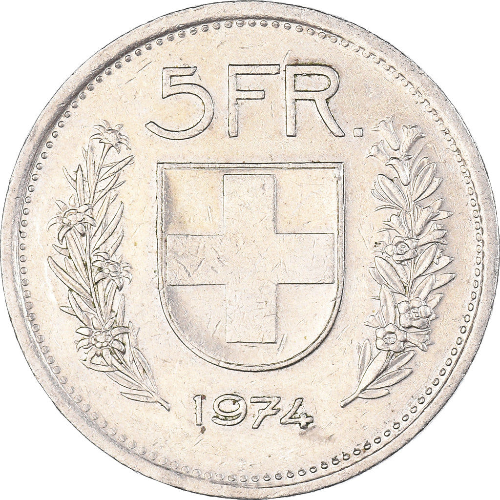 Moneda, Suiza, 5 Francs, 1974