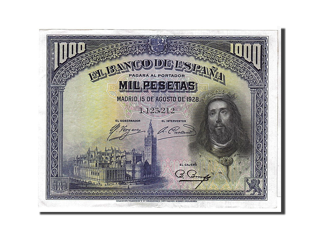 Spain, 1000 Pesetas, 1928, KM #78a, UNC(63), 1123212