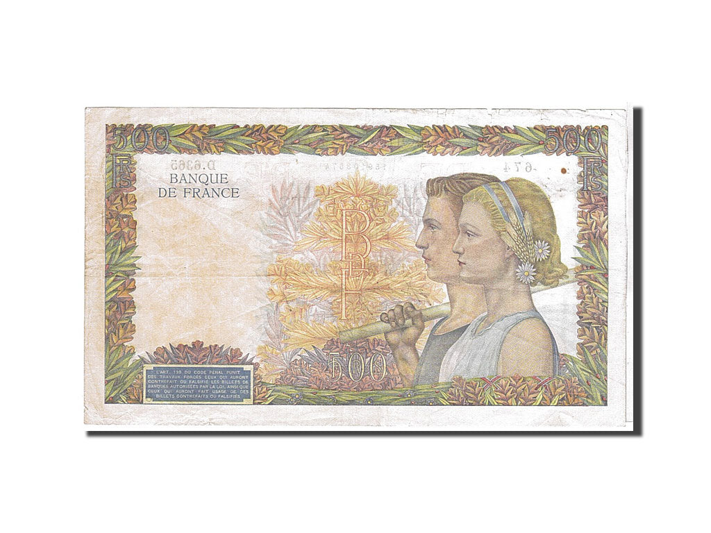 France, 500 Francs, 500 F 1940-1944 ''La Paix'', 1942, KM #95b, EF(40-45),...