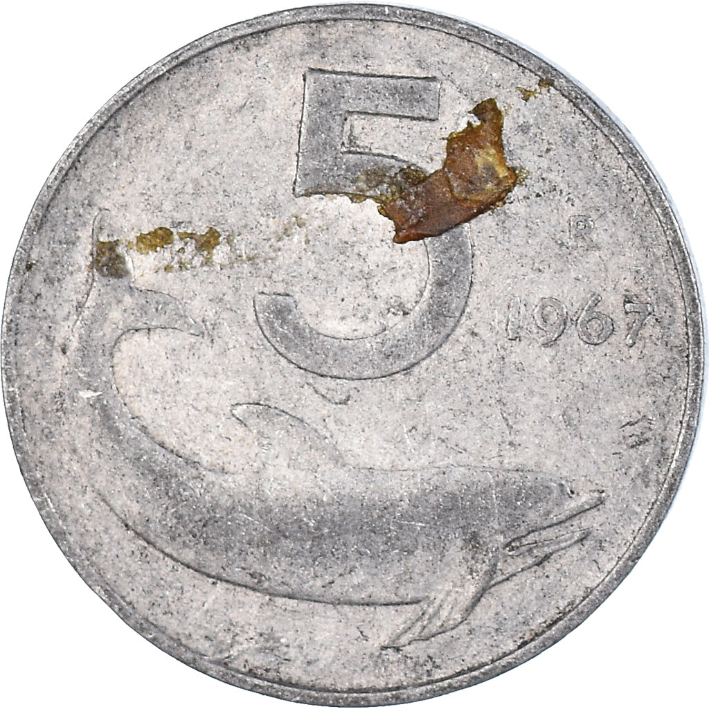 Munten, Italië, 5 Lire, 1967
