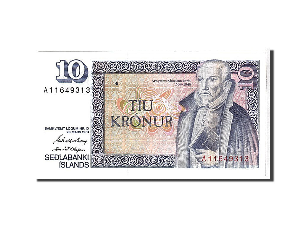 Billete, 10 Kronur, 1961, Islandia, KM:48a, UNC