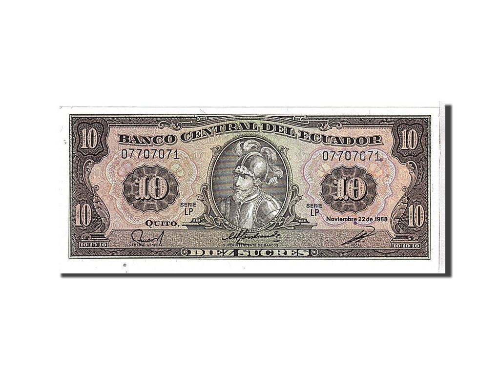 Billet, Équateur, 10 Sucres, 1988, KM:121, NEUF