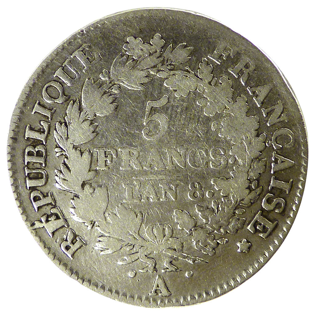 Francia, Union et Force, 5 Francs, 1799, Paris, B+, Argento, Gadoury:563a