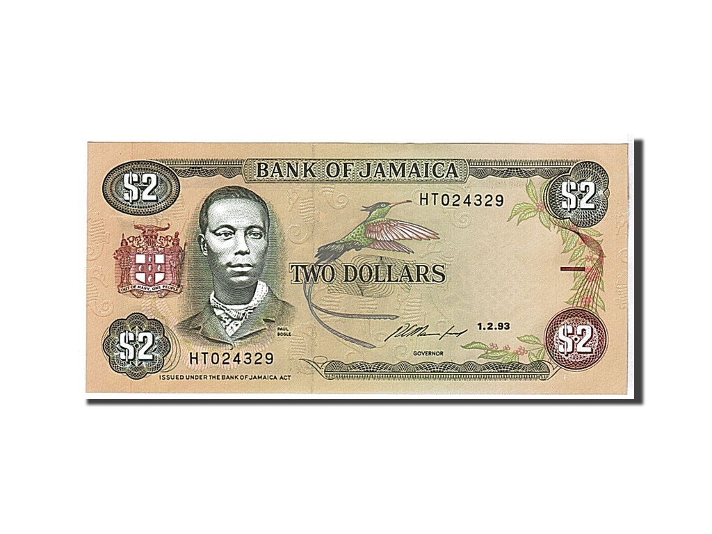 Jamaica, 2 Dollars, 1993, KM #69e, UNC(65-70), HT024329