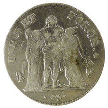 Francia, Union et Force, 5 Francs, 1801, Paris, B+, Argento, Gadoury:563a