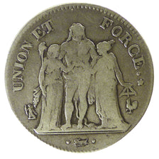 FRANCE, Union et Force, 5 Francs, 1801, Paris, VF(20-25), Silver, Gadoury...
