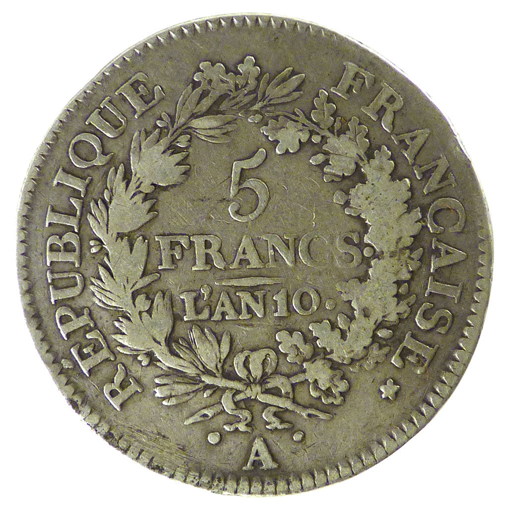 FRANCE, Union et Force, 5 Francs, 1801, Paris, VF(20-25), Silver, Gadoury...