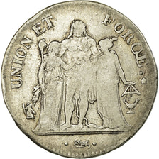 Coin, France, Union et Force, 5 Francs, 1801, Bordeaux, VF(20-25), Silver
