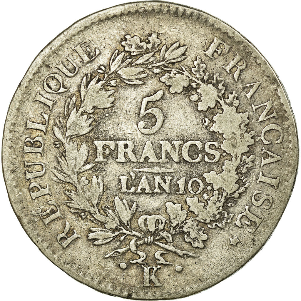 Coin, France, Union et Force, 5 Francs, 1801, Bordeaux, VF(20-25), Silver