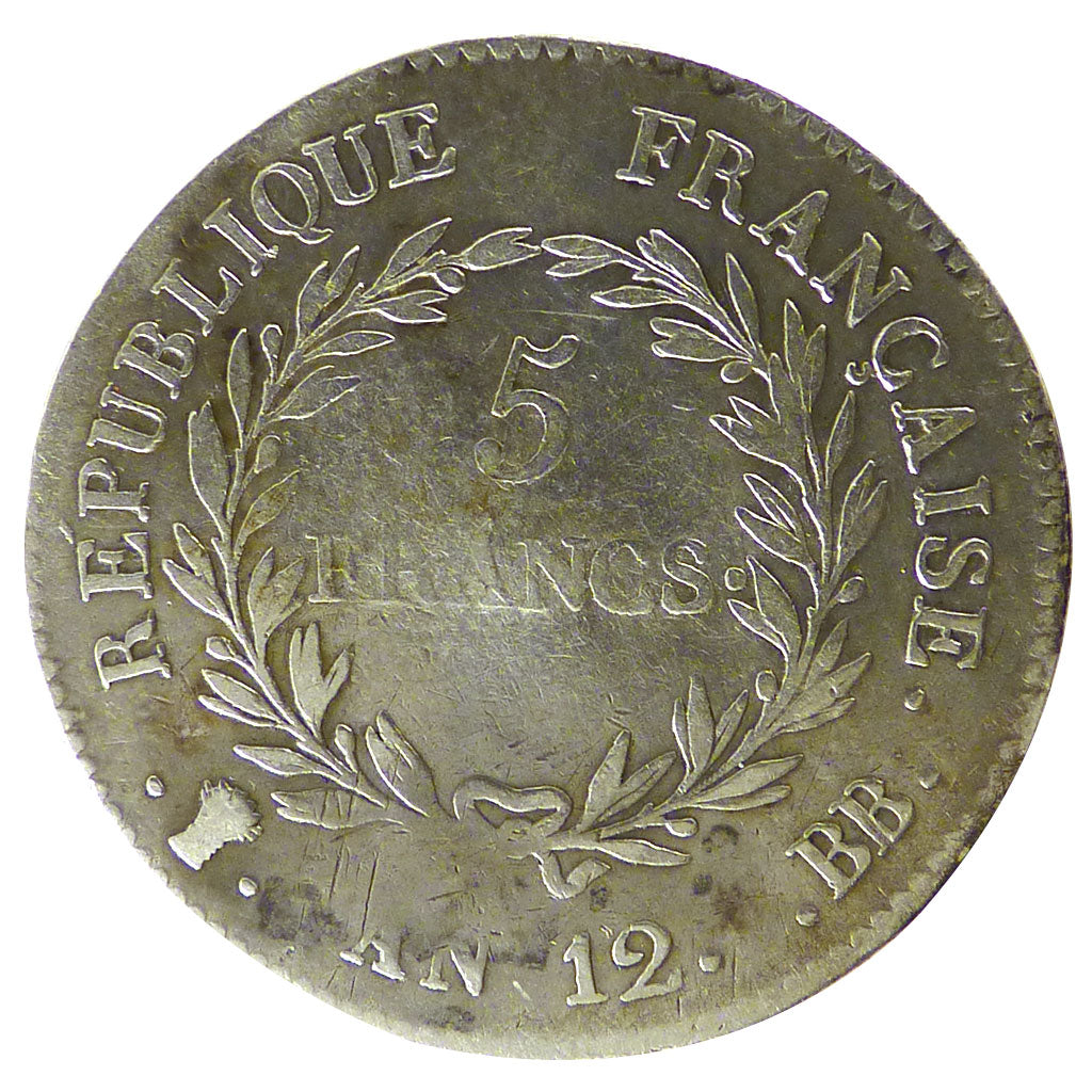 FRANCE, 5 Francs, 1803, Strasbourg, VF(20-25), Silver, Gadoury #577, 24.60