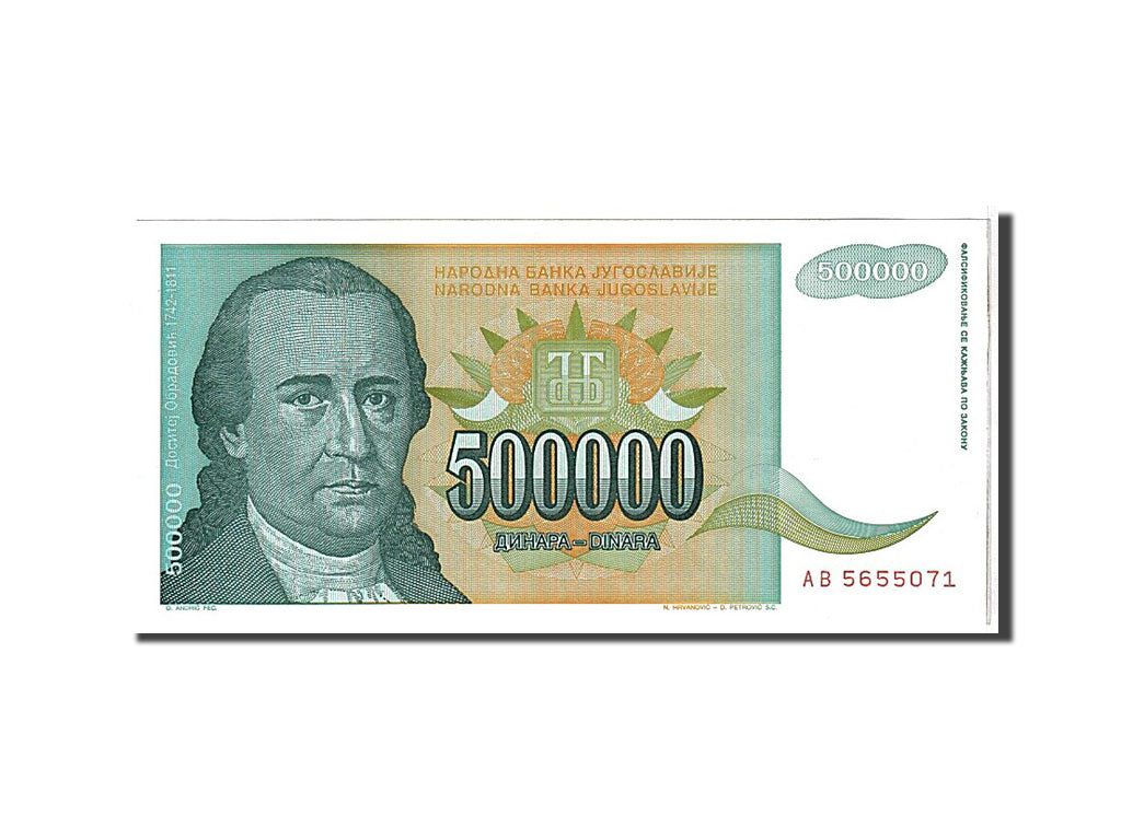 Banknote, Yugoslavia, 500,000 Dinara, 1993, KM:131, UNC(65-70)