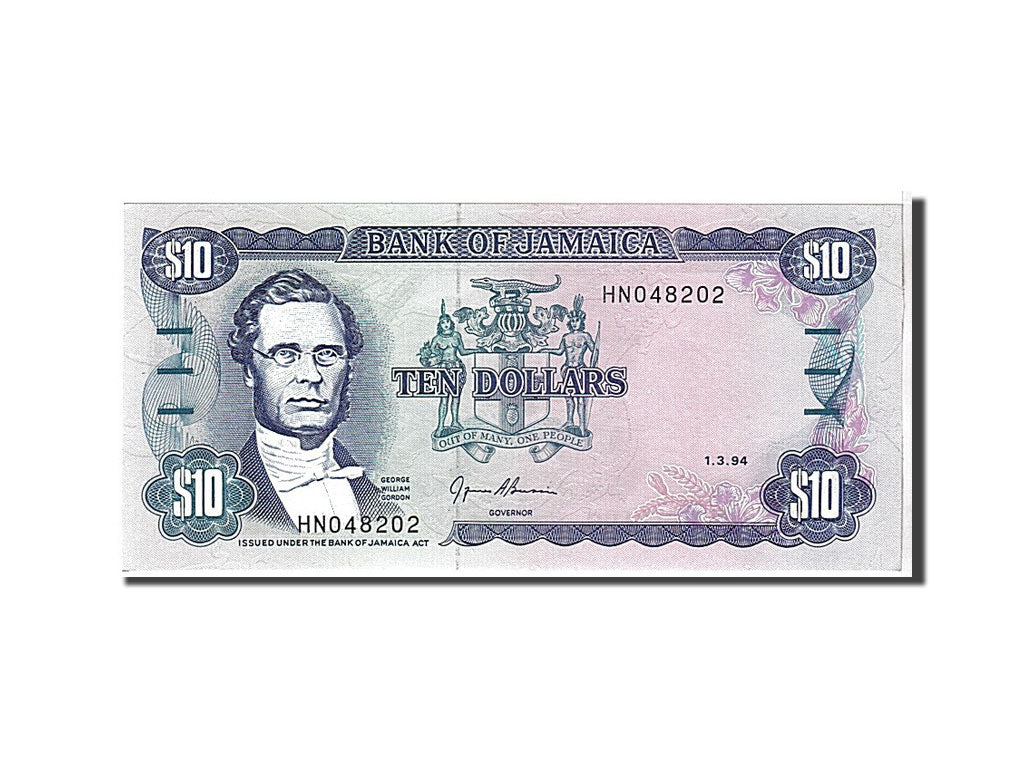 Jamaica, 10 Dollars, 1994, KM #71e, UNC(65-70), HN048202