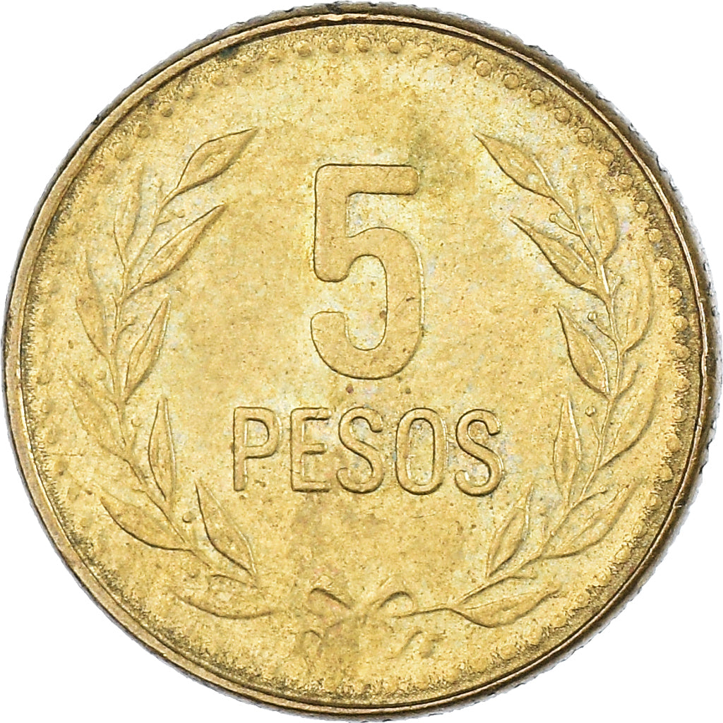 Moneda, Colombia, 5 Pesos, 1990