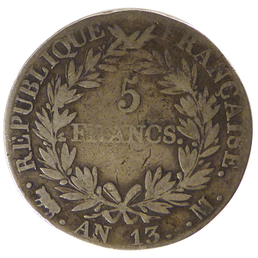 FRANCE, 5 Francs, 1804, Toulouse, VF(30-35), Silver, Gadoury #580, 24.30
