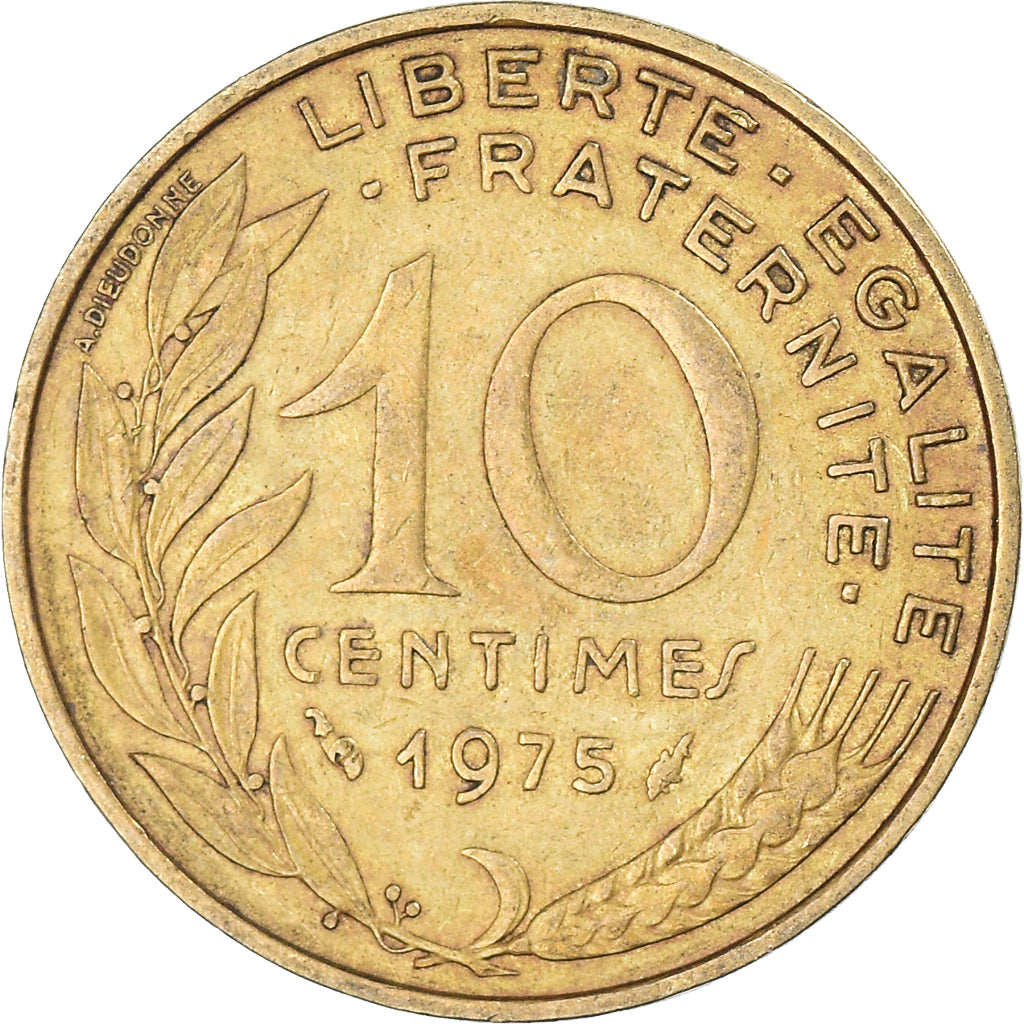 Moeda, França, 10 Centimes, 1975