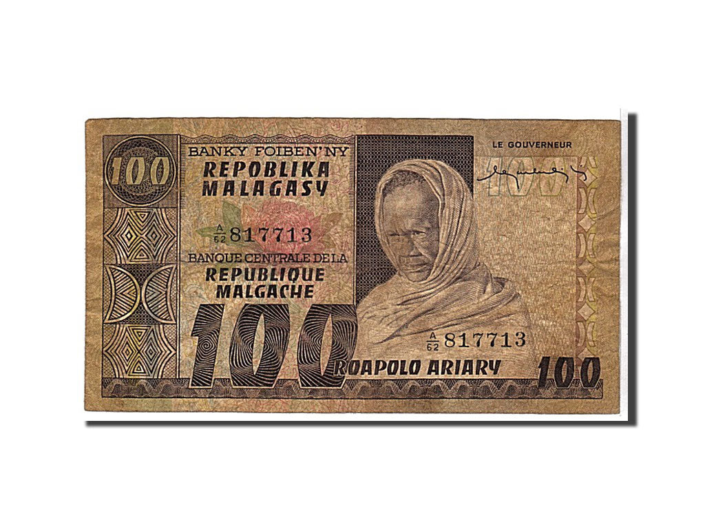 Madagascar, 100 Francs =  20 Ariary, 1974, KM #63a, VF(20-25), A62817713
