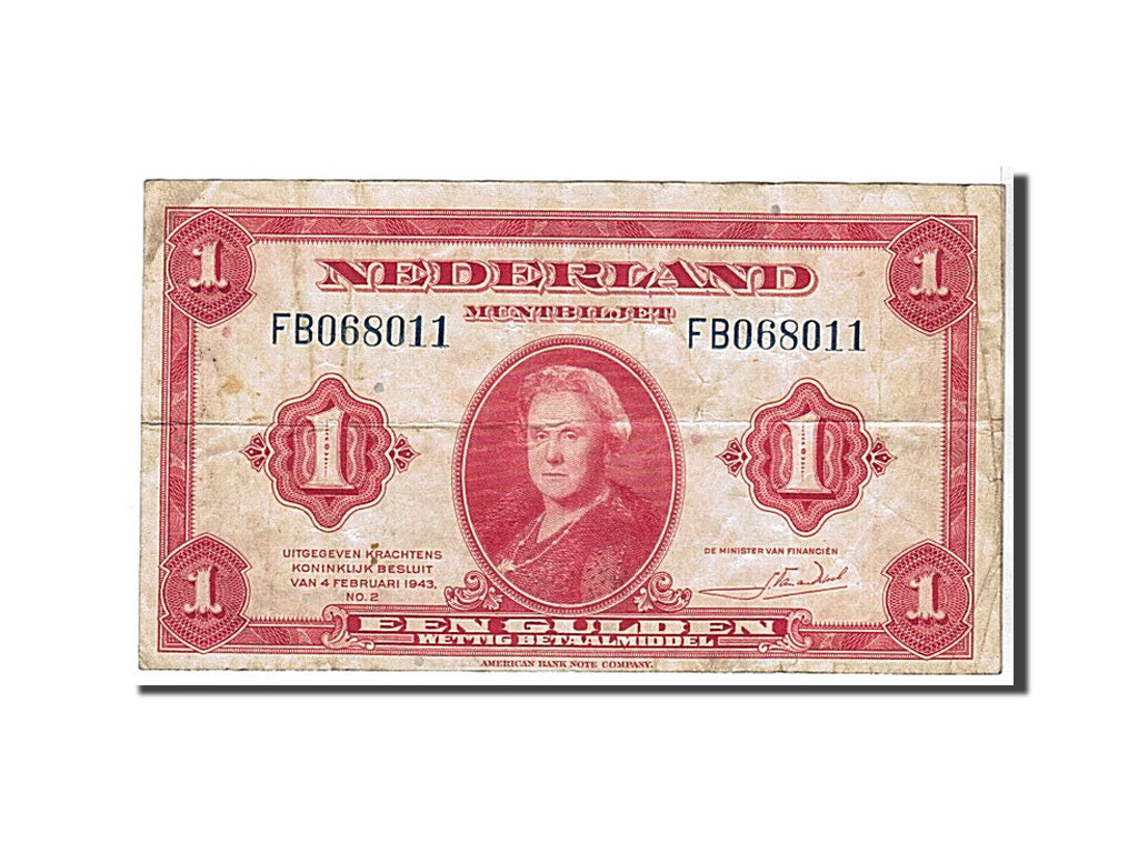 Netherlands, 1 Gulden, 1943, KM #64a, VF(20-25), FB268011