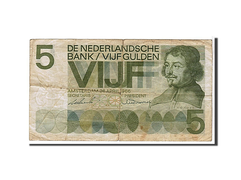 Biljet, Nederland, 5 Gulden, 1966, TB