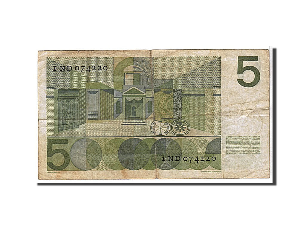 Biljet, Nederland, 5 Gulden, 1966, TB