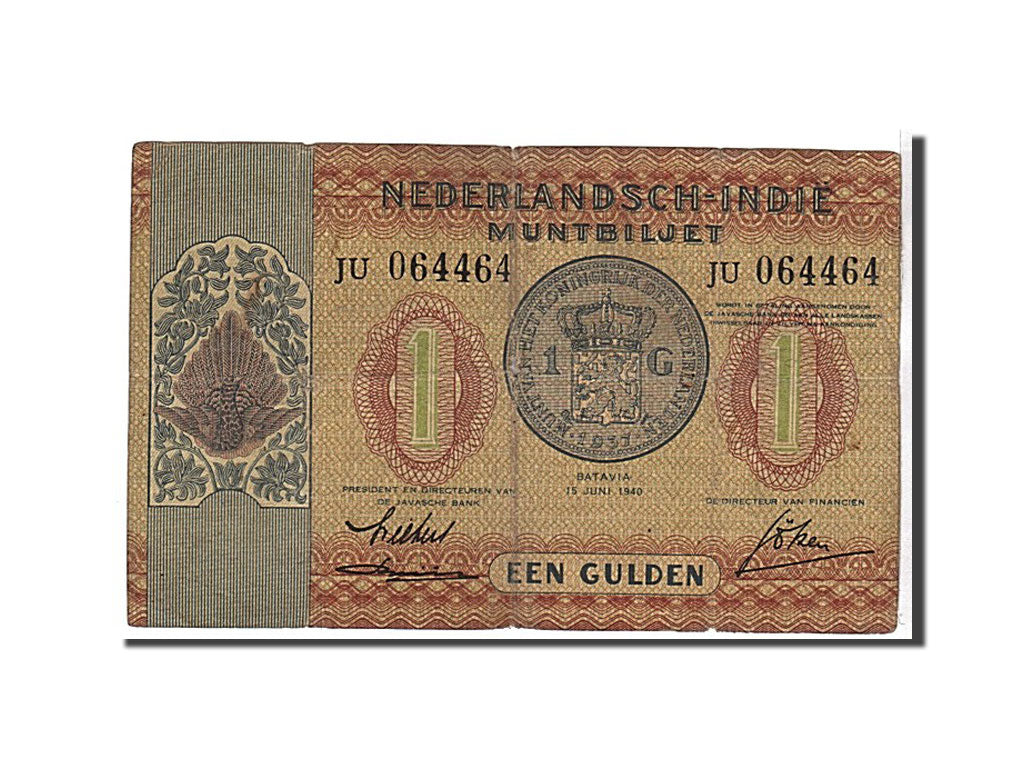 Netherlands Indies, 1 Gulden, 1940, KM #108a, VG(8-10), JU064464