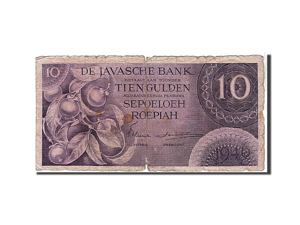 Netherlands Indies, 10 Gulden, 1946, KM #90, VG(8-10), GKM041559