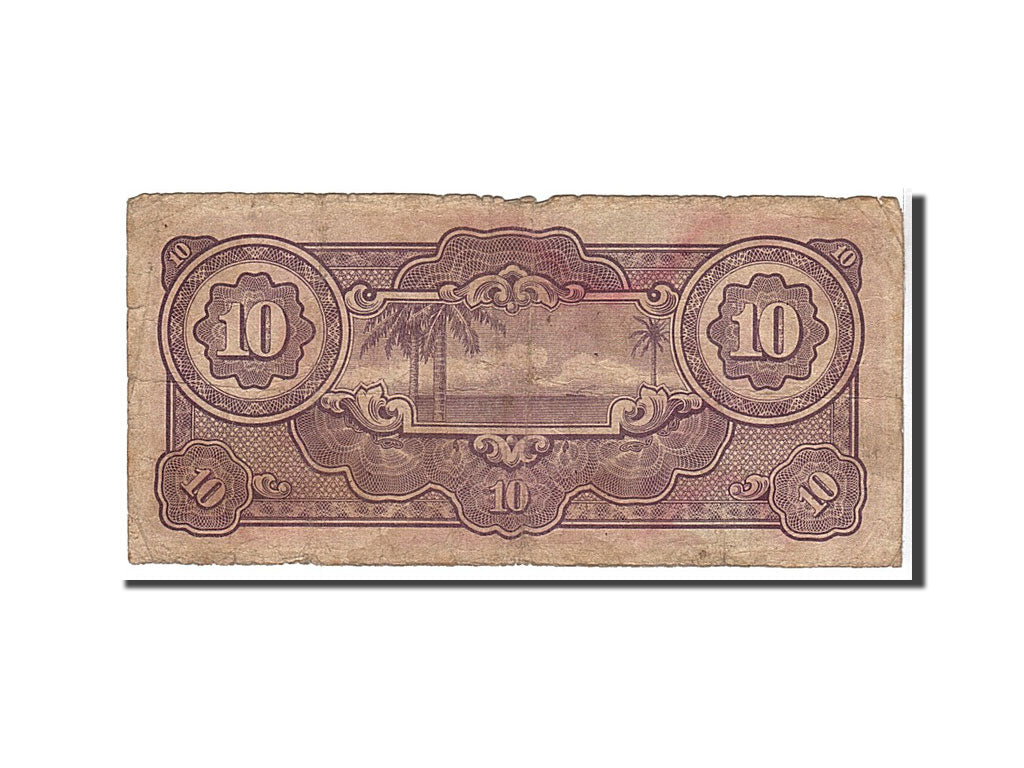 Netherlands Indies, 10 Gulden, 1942, KM #125c, VG(8-10), SI