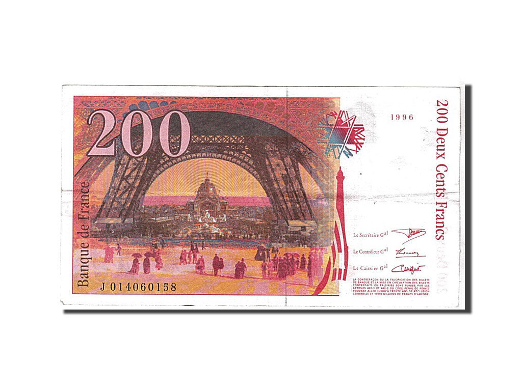 Billet, France, 200 Francs, 200 F 1995-1999 ''Eiffel'', 1996, TTB, Fayette:75.2